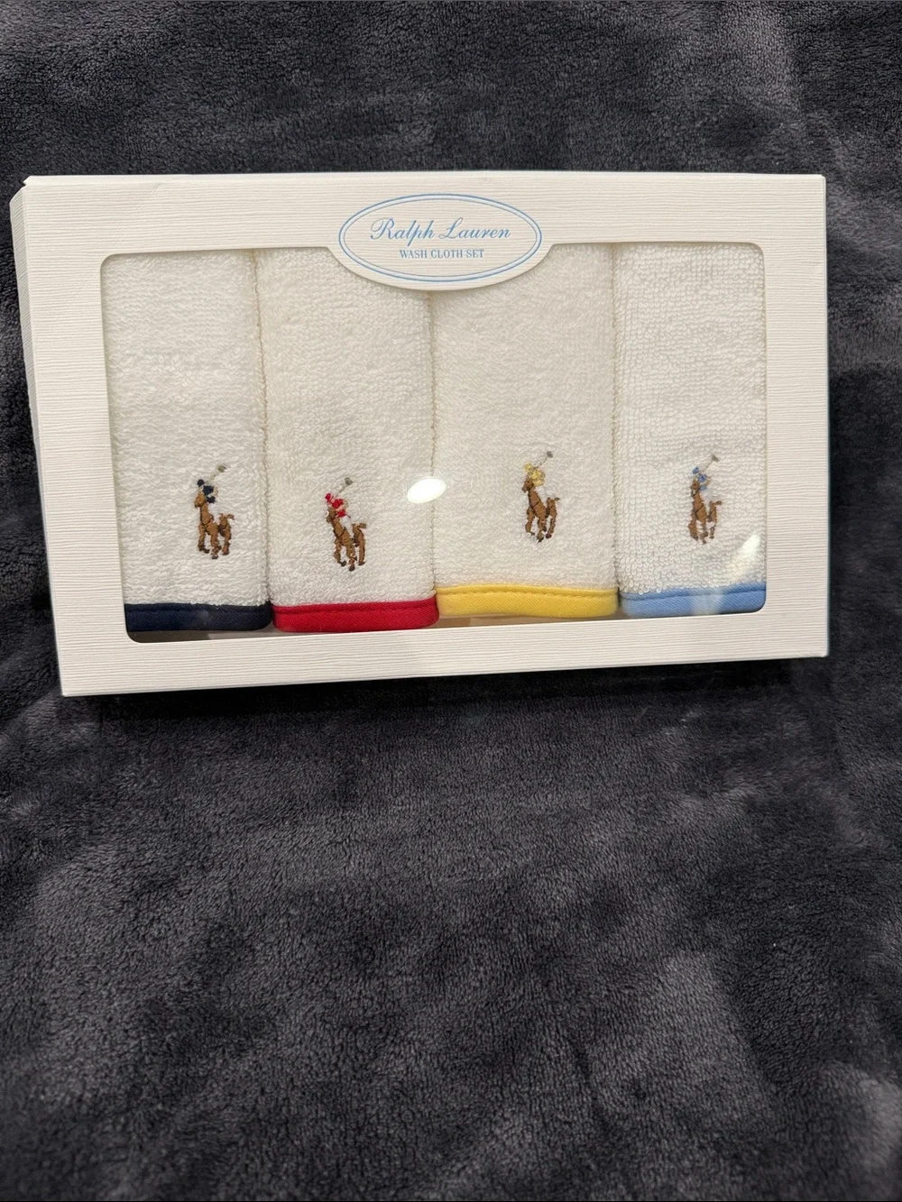 Ralph Lauren Wash Cloth Set of 4-100% Cotton-Authentic-NIB